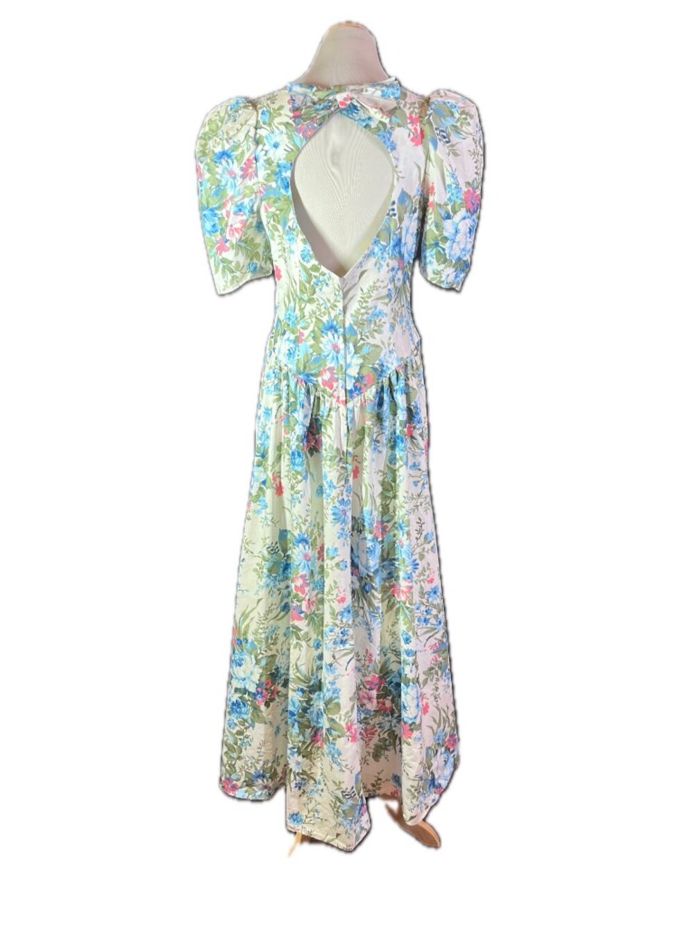 Vintage Alfred Angelo Size 13/14 Floral Tea Garden Dress Puff Sleeves